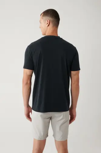 Erkek Antrasit Bisiklet Yaka Baskılı Soft Touch Regular Fit T-Shirt A41Y1032 - Antrasit - 4