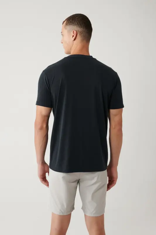 Erkek Antrasit Bisiklet Yaka Baskılı Soft Touch Regular Fit T-Shirt A41Y1032 - Antrasit - 4