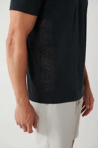 Erkek Antrasit Bisiklet Yaka Baskılı Soft Touch Regular Fit T-Shirt A41Y1032 - Antrasit - 5