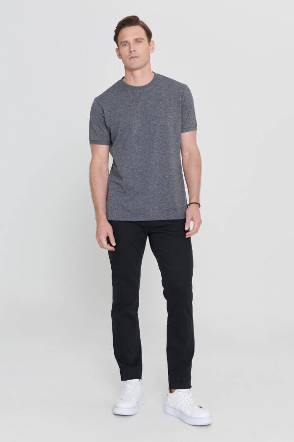 Anthrazit-Melange Slim Fit Slim Fit Rundhals-Baumwoll-Piqué-T-Shirt für Herren - Anthrazit-Melange - 2
