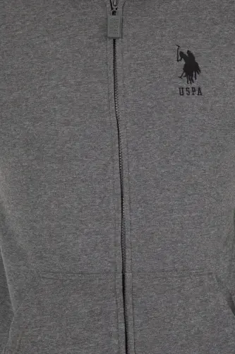 Erkek Antrasit Melanj Kapüşonlu Örme Hırka 50253132-VR081-Antrasit Melanj - 6