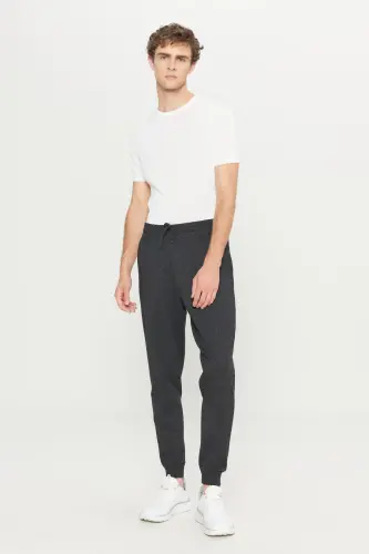 Erkek Antrasit-Melanj Standart Fit 2 İplik Cepli Rahat Recycle Pamuklu Jogger Eşofman Altı-Antrasit - 3