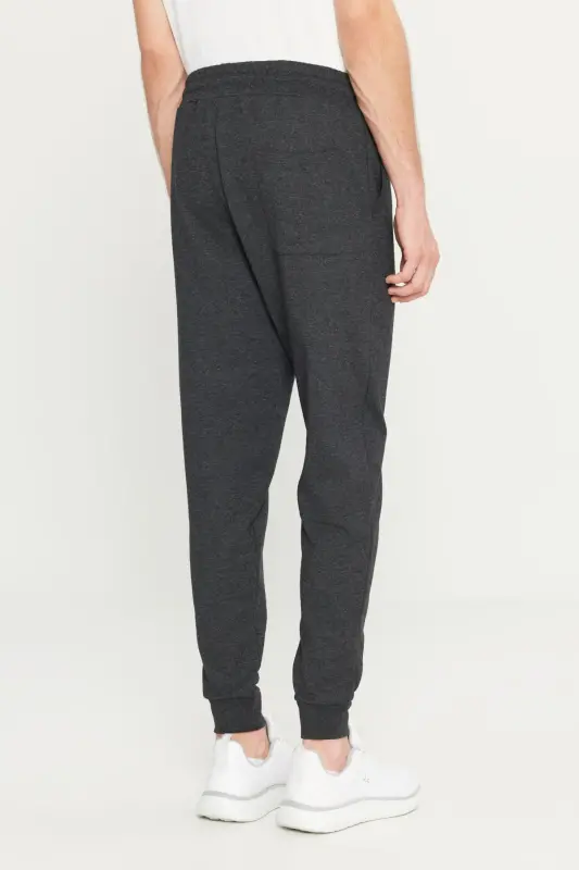 Erkek Antrasit-Melanj Standart Fit 2 İplik Cepli Rahat Recycle Pamuklu Jogger Eşofman Altı-Antrasit - 5