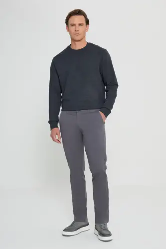 Erkek Antrasit-Melanj Standart Fit Normal Kesim 2 İplik Recycle Pamuklu Bisiklet Yaka Sweatshirt - Antrasit-Melanj - AC&CO / ALTINYILDIZ CLASSICS (1)