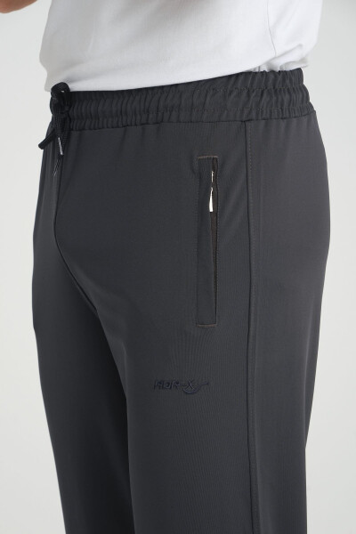 Erkek Füme Rahat Kesim Düz Paça Dalgıç Kumaş Eşofman Altı-Antrasit - 3