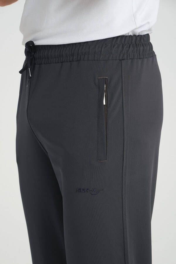 Erkek Füme Rahat Kesim Düz Paça Dalgıç Kumaş Eşofman Altı-Antrasit - 3