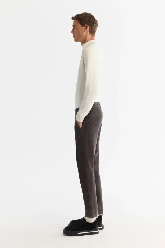 Erkek Antrasit Klasik Bel Kalın Fitilli Kadife Chino Relaxed Fit Pantolon A42Y3017 - Antrasit - 2