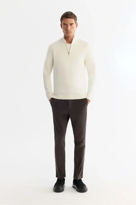 Erkek Antrasit Klasik Bel Kalın Fitilli Kadife Chino Relaxed Fit Pantolon A42Y3017 - Antrasit - 4