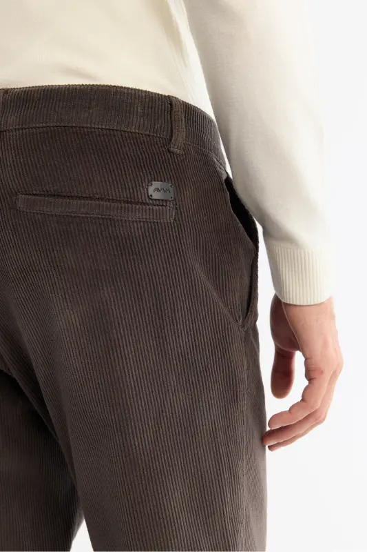 Erkek Antrasit Klasik Bel Kalın Fitilli Kadife Chino Relaxed Fit Pantolon A42Y3017 - Antrasit - 5