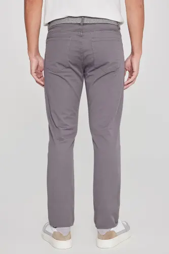 Erkek Antrasit Diz İzi Yapmayan Slim Fit Dar Kesim 5 Cep Pamuklu Kanvas Esnek Casual Pantolon - Antrasit - 9