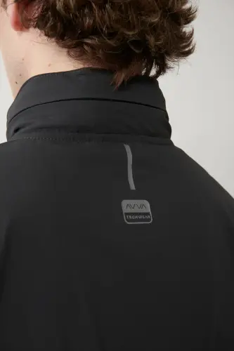 Erkek Antrasit Dik Yaka Kapüşonlu Fermuarlı Su itici Bi-Stretch Comfort Fit Mont A41Y6035 - Antrasit - 4