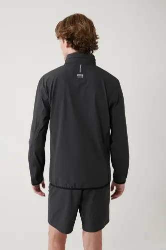 Erkek Antrasit Dik Yaka Kapüşonlu Fermuarlı Su itici Bi-Stretch Comfort Fit Mont A41Y6035 - Antrasit - 6