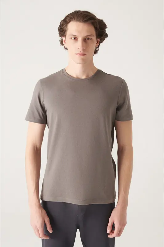 Erkek Antrasit Basic Pamuklu T-shirt E001000-Antrasit - 1