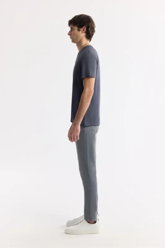 Erkek Antrasit Bisiklet Yaka Soft Touch Basic Regular Fit T-Shirt B001171-Antrasit - 3