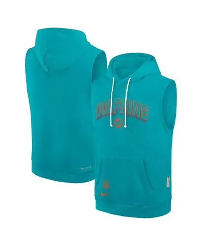 Men's Aqua Miami Dolphins Sideline Performance Sleeveless Pullover Hoodie - Aqua - 1