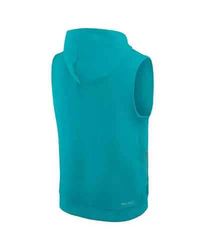 Men's Aqua Miami Dolphins Sideline Performance Sleeveless Pullover Hoodie - Aqua - 3