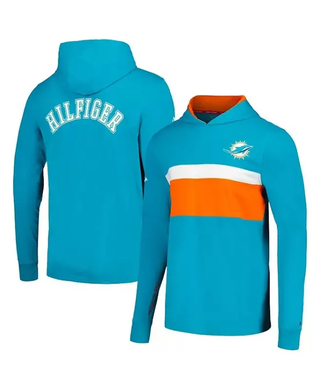 Men's Aqua Miami Dolphins Morgan Long Sleeve Hoodie T-shirt - Aqua - 1