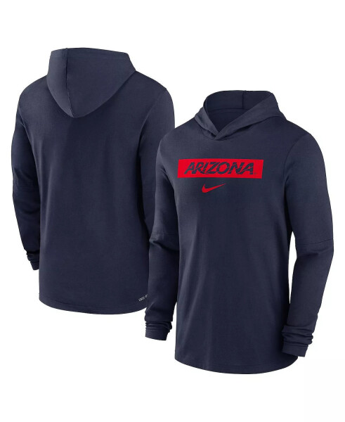 Erkek Arizona Wildcats Sideline Hoodie Performans Uzun Kollu Tişört Lacivert - 1