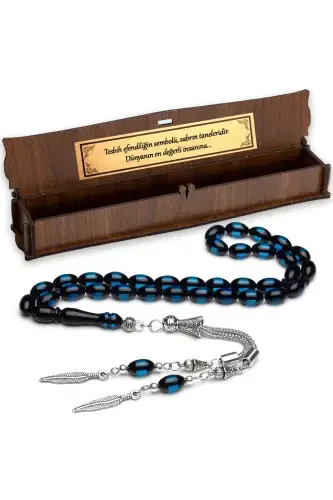 Erkek Arpa Kesim Mavi Sürmeli Toz Kehribar Tesbih-Mavi Siyah - OTTOTESBİH (1)
