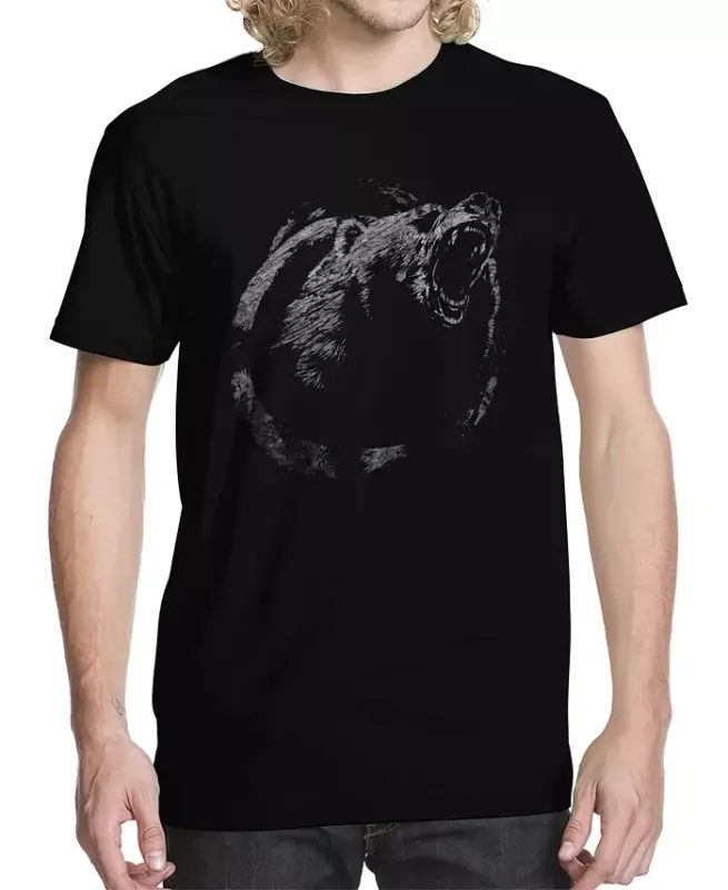 Men's Bear Graphic T-shirt - Black - 1