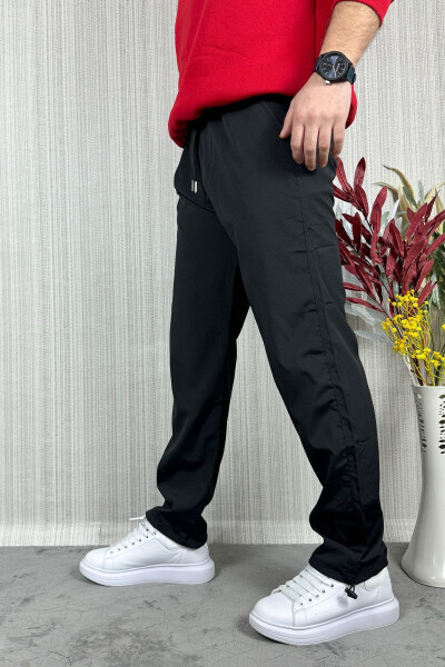 Erkek Baggy Ayarlanabilir Paça Siyah Jogger Pantolon - 3