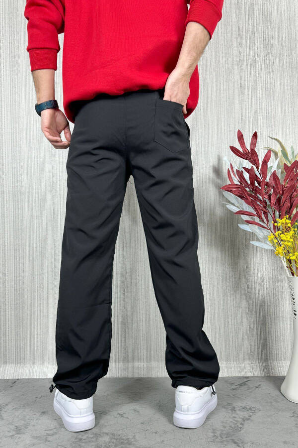 Erkek Baggy Ayarlanabilir Paça Siyah Jogger Pantolon - 4