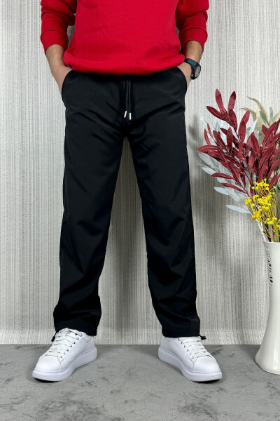 Erkek Baggy Ayarlanabilir Paça Siyah Jogger Pantolon - 8