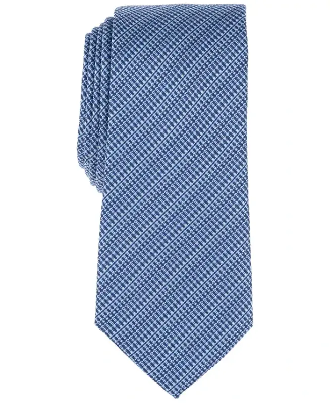 Men's Balaton Textured Stripe Tie, Exclusively at Modazone - Navy - ALFANI