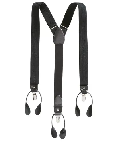Men's Herringbone Convertible Suspenders - Black 