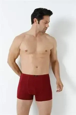 Erkek Bambu Boxer Bordo İnce Bel Lastikli 5'li Paket - 10