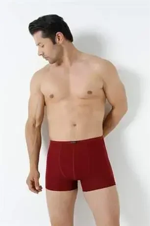 Erkek Bambu Boxer Bordo İnce Bel Lastikli 5'li Paket - 11