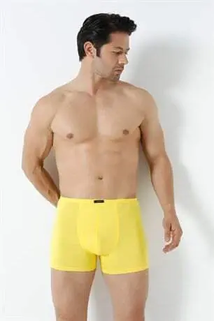 Erkek Bambu Boxer Sarı İnce Bel Lastikli 5'li Paket - 17
