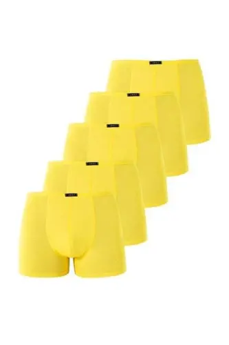 Erkek Bambu Boxer Sarı İnce Bel Lastikli 5'li Paket - 3