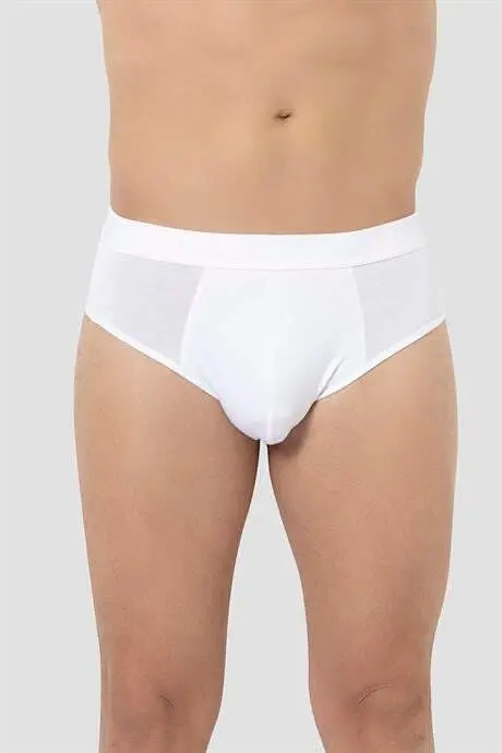 Erkek Bambu Slip Külot Düz Beyaz 3'lü Paket - 3