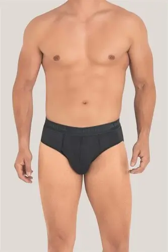 Erkek Bambu Slip Külot Düz Füme 3'lü Paket - 1