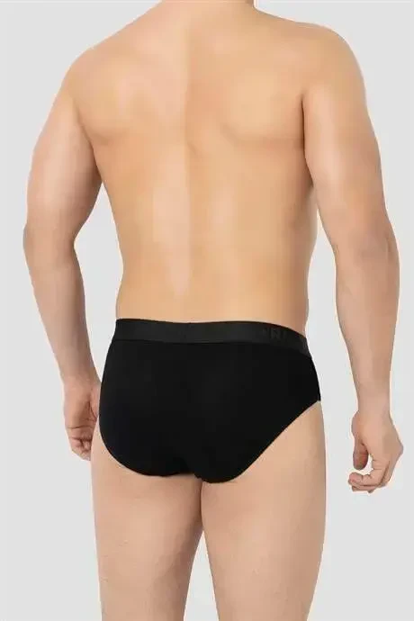 Erkek Bambu Slip Külot Düz Siyah 3'lü Paket - 4