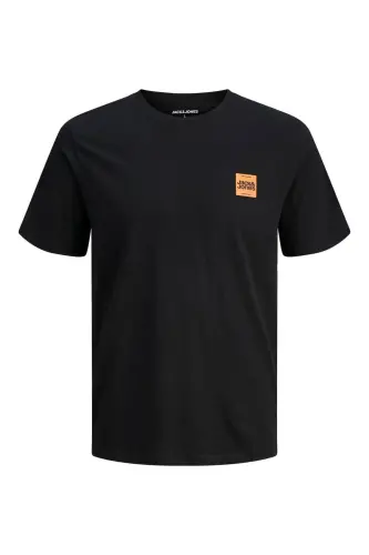 Erkek Basic Baskılı Düz Renk Rahat Kalıp Premium Günlük Tişört-Black - JACK & JONES (1)