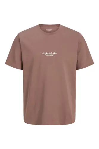 Erkek Basic Baskılı Düz Renk Rahat Kalıp Premium Günlük Tişört-Deep Taupe - JACK & JONES (1)