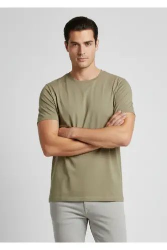 Erkek Basic Baskılı Düz Renk Rahat Kalıp Premium Günlük Tişört - Light Green-Coriander - JACK & JONES (1)