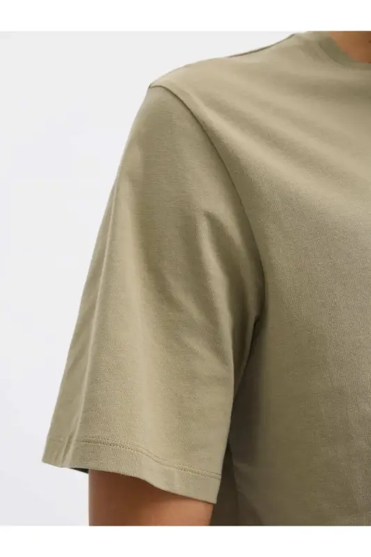 Erkek Basic Baskılı Düz Renk Rahat Kalıp Premium Günlük Tişört - Light Green-Coriander - 4
