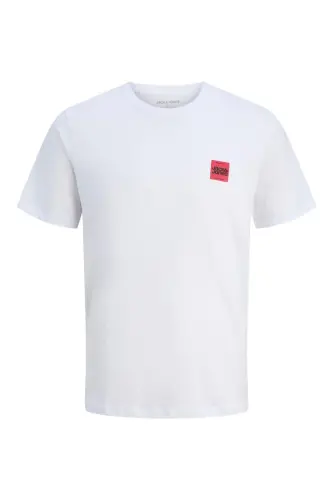 Erkek Basic Baskılı Düz Renk Rahat Kalıp Premium Günlük Tişört-White - JACK & JONES (1)