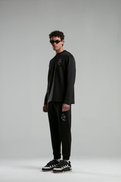 Erkek Siyah Jogger Eşofman Altı - 6