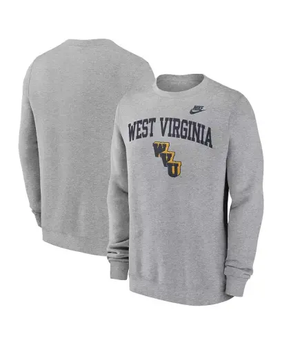 Men's West Virginia Mountaineers Legacy Classic Tackle Twill Embroidered Arch Over Logo Pullover Sweatshirt - Heather Gray - 1