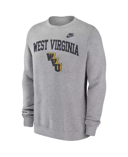 Men's West Virginia Mountaineers Legacy Classic Tackle Twill Embroidered Arch Over Logo Pullover Sweatshirt - Heather Gray - 4