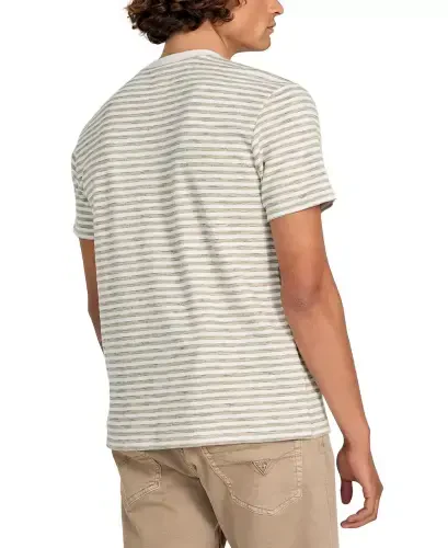Men's Baxter Short Sleeve Striped Crewneck T-Shirt-Beige Blanco Multi - GUESS (1)