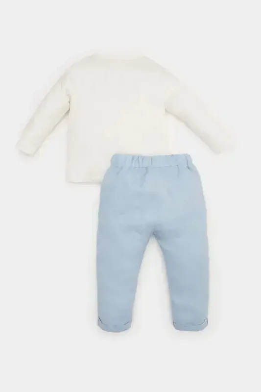 Erkek Bebek 2'li Takım Uzun Kollu Tişört Beli Lastikli Eşofman Altı E2296A525SP - 4