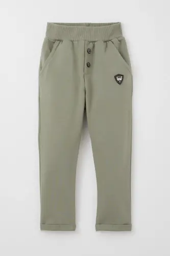 Erkek Bebek Alt Düğme Aksesuarlı Armalı Cepli 9 Ay-3 Yaş, Haki Yeşil-Haki Yeşil - 1