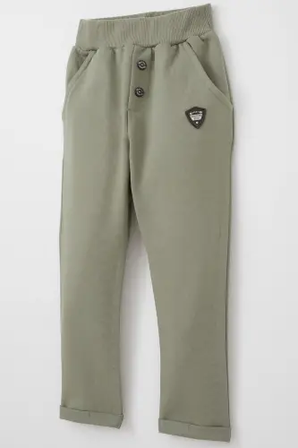 Erkek Bebek Alt Düğme Aksesuarlı Armalı Cepli 9 Ay-3 Yaş, Haki Yeşil-Haki Yeşil - 3