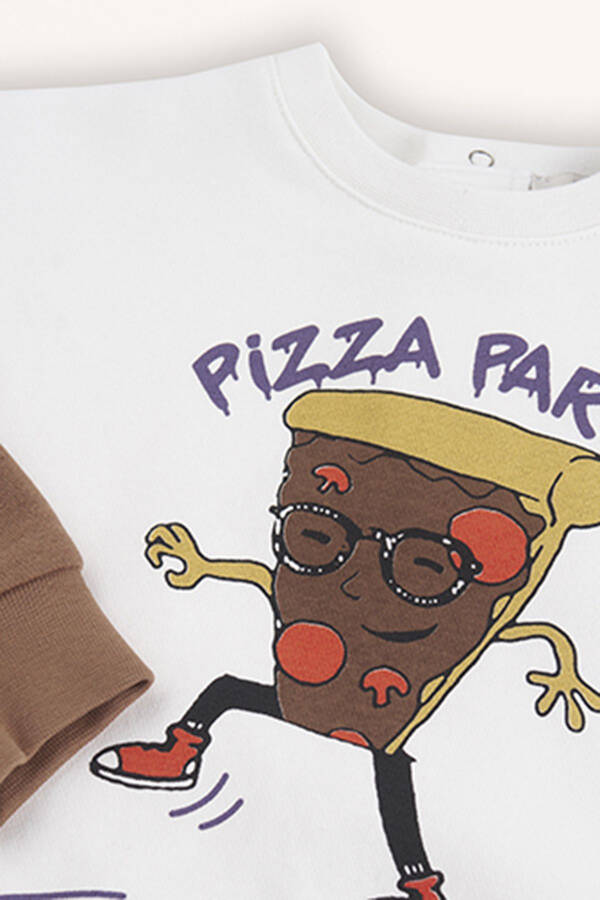 Erkek Bebek Baskılı Ekru Sweatshirt - 3