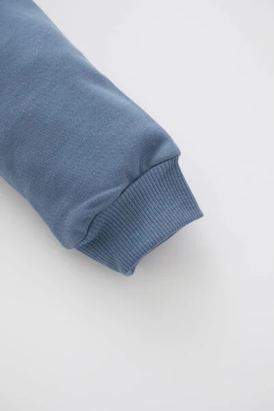 Erkek Bebek Baskılı Bisiklet Yaka Içi Yumuşak Tüylü Sweatshirt - 3